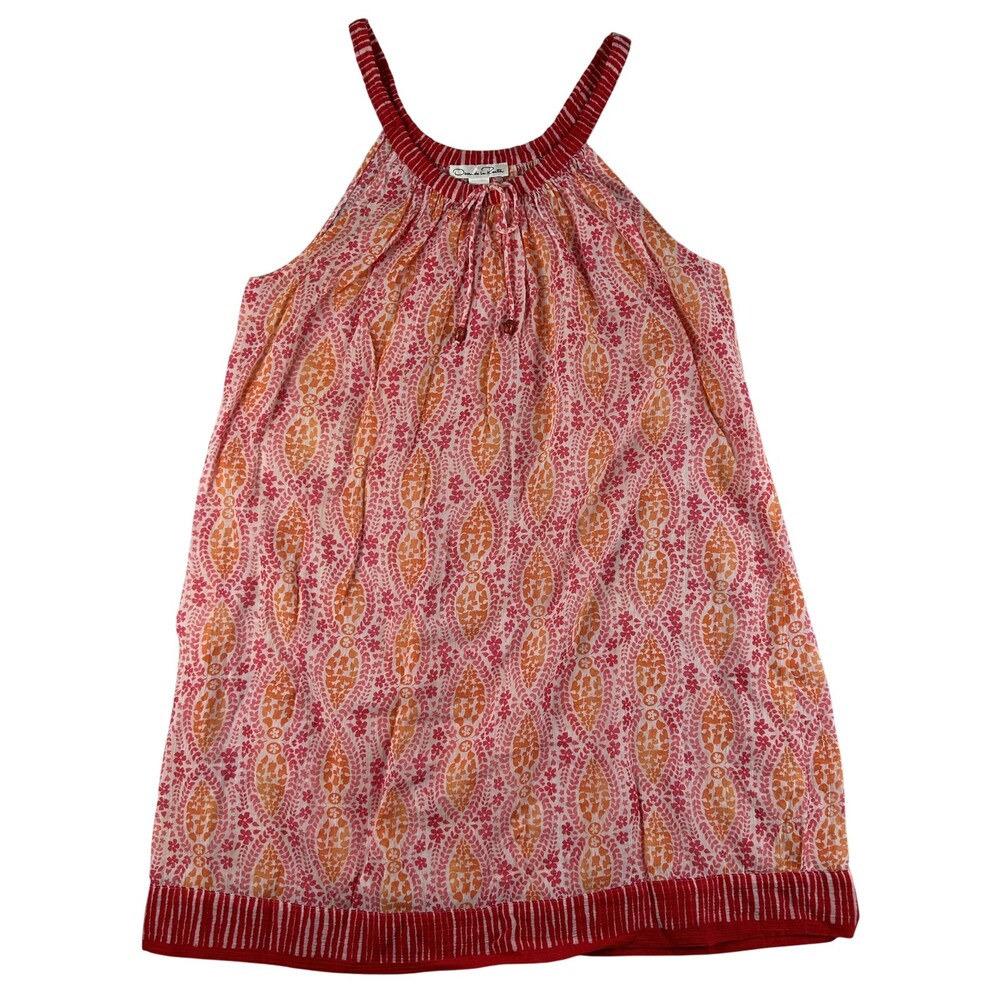 Oscar De La Renta Dress Womens Small Multicolor Floral Halter Sundress Cotton